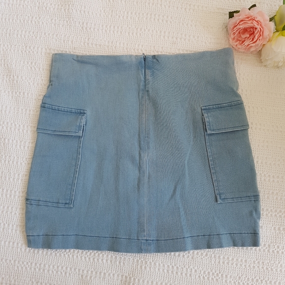 Lace Up Denim Skirt with pockets by Jealous Tomato - Picture 2 of 6